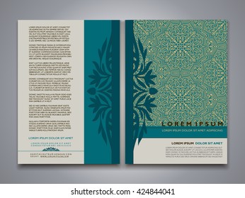 Asian style Brochure and Flyer Design Templates with Rich Ornament