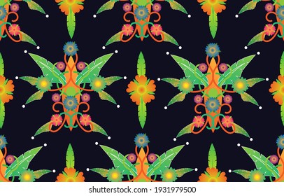 Patrón de tela curvada de estilo asiático con flores y hojas EP.8.Se utiliza para decorar alfombras, ropa, zapatos, bolsas, cortinas, textiles u otros 