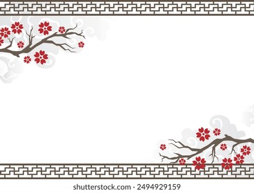 Asian style decorative frame antique image background