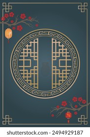Asian style decorative frame antique image background