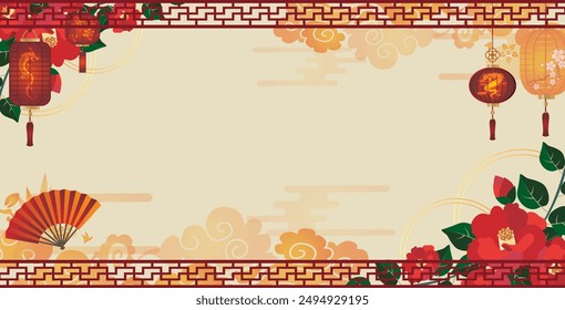 Asian style decorative frame antique image background