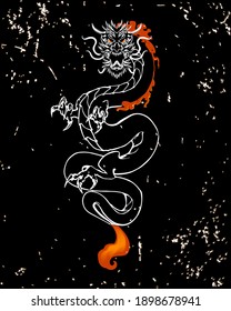 Asian style dragon with sparks. Vector design for t-shirts, banners, fashion prints, slogan t-shirts, stickers, flyers, posters and other creative uses.