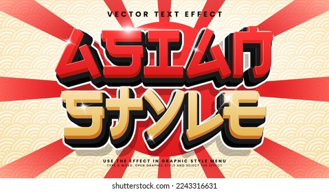 Asian style editable vector text effect with red color.