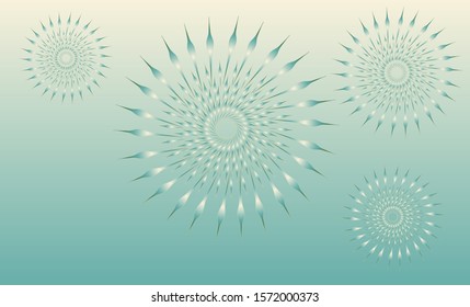 asian style fireworks flowers card in green blue shades