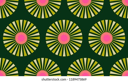 asian style floral seamless pattern in green and pink