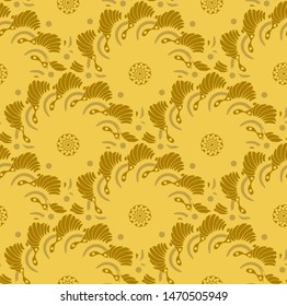 asian style floral seamless pattern with scales of flowers in honey shades