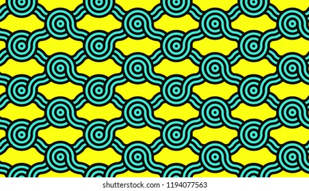 asian style lattice grid seamless pattern in pop yellow blue shades
