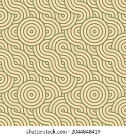 Asian style mandala seamless pattern. Geometric seamless ornaments for fabric, textile, paper background. Japanese motif wavy mandala pattern design. 