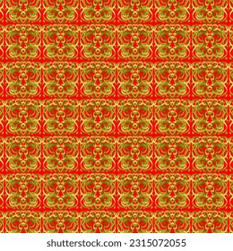 Asian style pattern Japanese and Chinese waves red and gold colors with word column