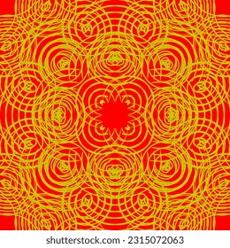 Asian style pattern Japanese and Chinese waves red and gold colors with word column