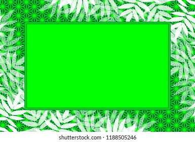 Asian style picture frame, bamboo leaf pattern in summer, copy space for advertisement publicity