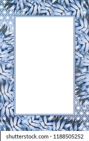Asian style picture frame, bamboo leaf pattern in summer, copy space for advertisement publicity