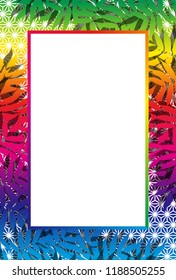 Asian style picture frame, bamboo leaf pattern in summer, copy space for advertisement publicity