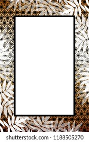 Asian style picture frame, bamboo leaf pattern in summer, copy space for advertisement publicity