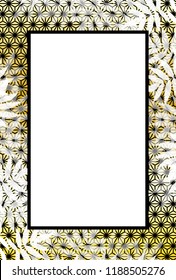 Asian style picture frame, bamboo leaf pattern in summer, copy space for advertisement publicity