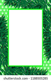 Asian style picture frame, bamboo leaf pattern in summer, copy space for advertisement publicity