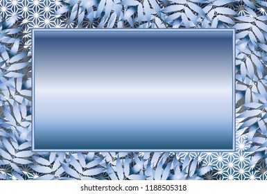 Asian style picture frame, bamboo leaf pattern in summer, copy space for advertisement publicity
