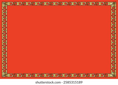 Asian style rectangular background with golden ornaments