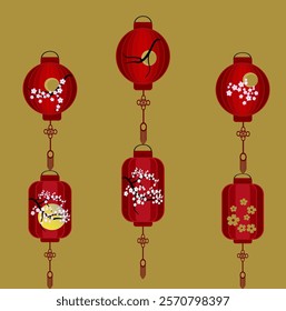 Asian Style Red Lanterns Decorative