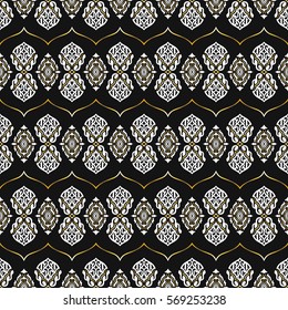 asian style seamless pattern on black