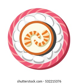 Asian sushi food illustration in cartoon style. Sushi object for asian sushi food design, banners and infographics.