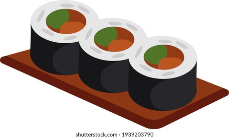 Asian sushi, illustration, vector on a white background