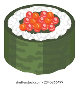 Asian sushi roll icon cartoon vector. Salmon food. Caviar dish
