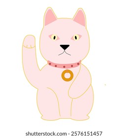 Asian symbol cat for lucky isolated, flat style,