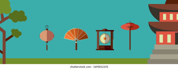 asian symbols vector illustration flat