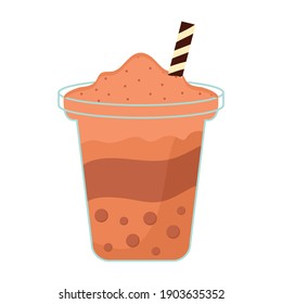 asian taiwanese drink with a orange color and bubbles vector illustration design