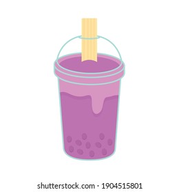 asian taiwanese drink with a purple color and bubbles vector illustration design