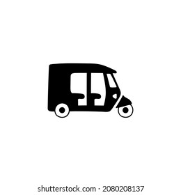 Asian taxi icon, thailand taxi symbol in solid black flat shape glyph icon, isolated on white background 