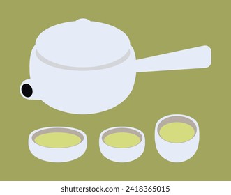 asian tea cup and tea pot