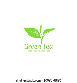 Asian tea. Logo. Isolated tea leaves on white background