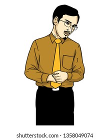 An Asian teacher or government workers, in a formal dress code giving lectures or presentation. 