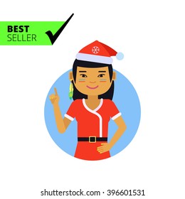 Asian teenage girl in Santa costume