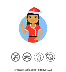Asian teenage girl in Santa costume