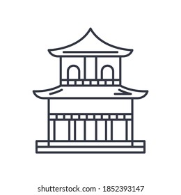 Asian temple icon, linear isolated illustration, thin line vector, web design sign, outline concept symbol with editable stroke on white background.