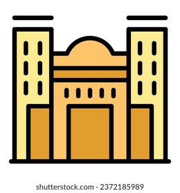 Asian temple icon outline vector. City building. National travel color flat