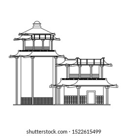 Asian temples icon over white background, vector illustration