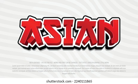 Plantilla de efecto de texto asiático con estilo 3d para logotipo y marca comercial
