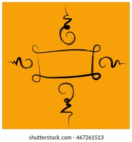Asian thai style ghost exorcize talisman sign banner for add text black outline on orange background
