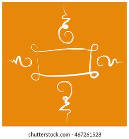 Asian thai style ghost exorcize talisman sign banner for add text white outline on orange background