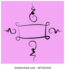 Asian thai style ghost exorcize talisman sign banner for add text black outline on pink background