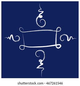 Asian thai style ghost exorcize talisman sign banner for add text white outline on dark blue background