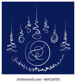 Asian thai style ghost exorcize talisman sign tattoo with white line on dark blue background