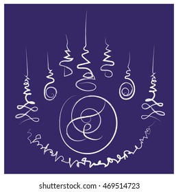Asian thai style ghost exorcize talisman sign tattoo with white line on purple background