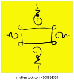 Asian thai style ghost exorcize talisman sign banner for add text black outline on yellow background