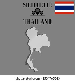 Asian Thailand, Bangkok outline world map silhouette vector illustration, creative design background, national country flag, objects, element, symbols from countries all continents set.
