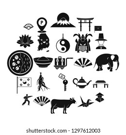 Asian things icons set. Simple set of 25 asian things vector icons for web isolated on white background